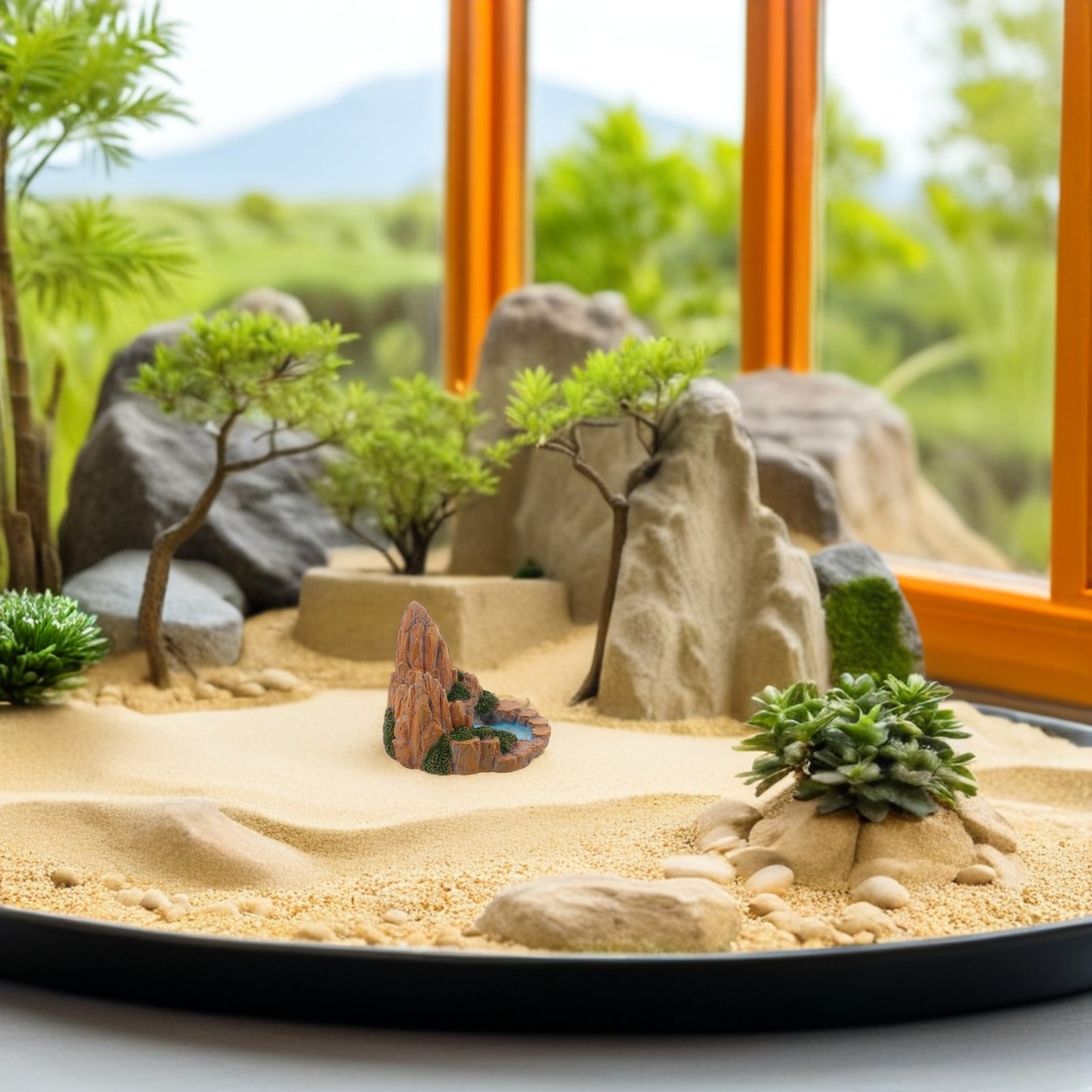 Bonsai Garden With Pond - 2Pcs Miniatur Batu Taman Buatan Resin,