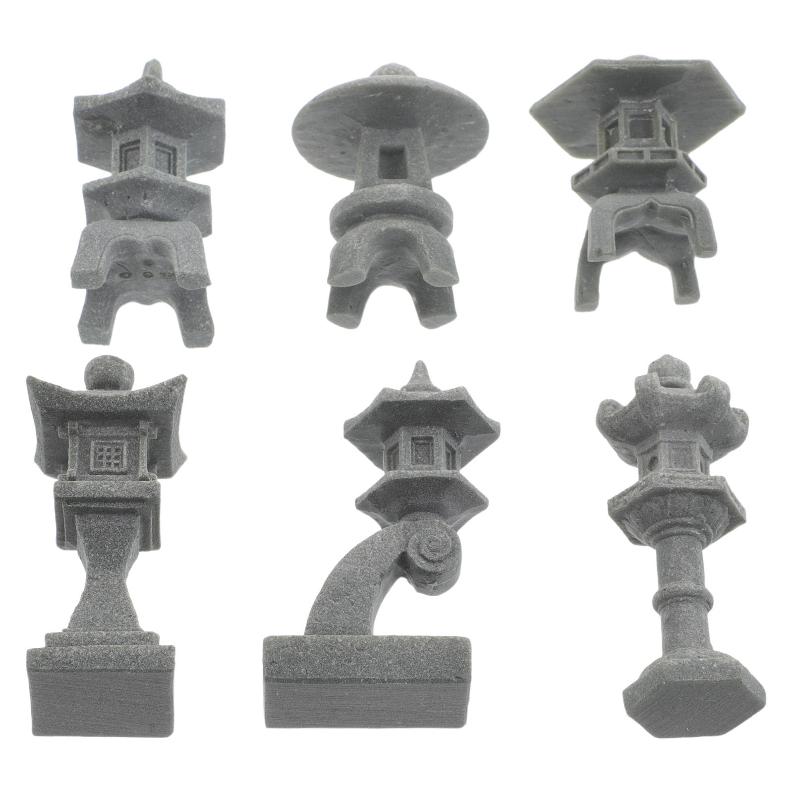 Bonsai Zen Garden Set - 6Pcs Set Patung Pagoda Lentera Batu