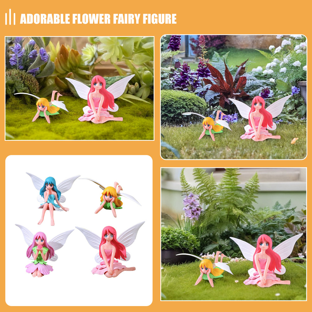 4Pcs Figur Peri Bunga: Ornamen - Bonsai Garden Set Up ulasan dan harga