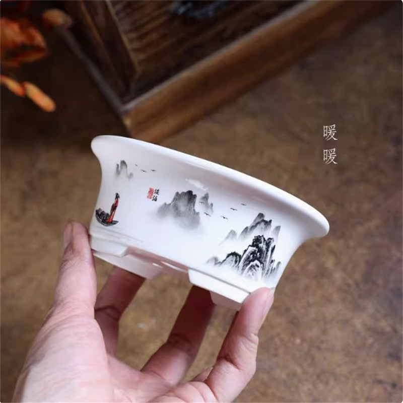 Pot Bonsai Oval Putih Porselen - Bonsai Garden Desk ulasan dan harga