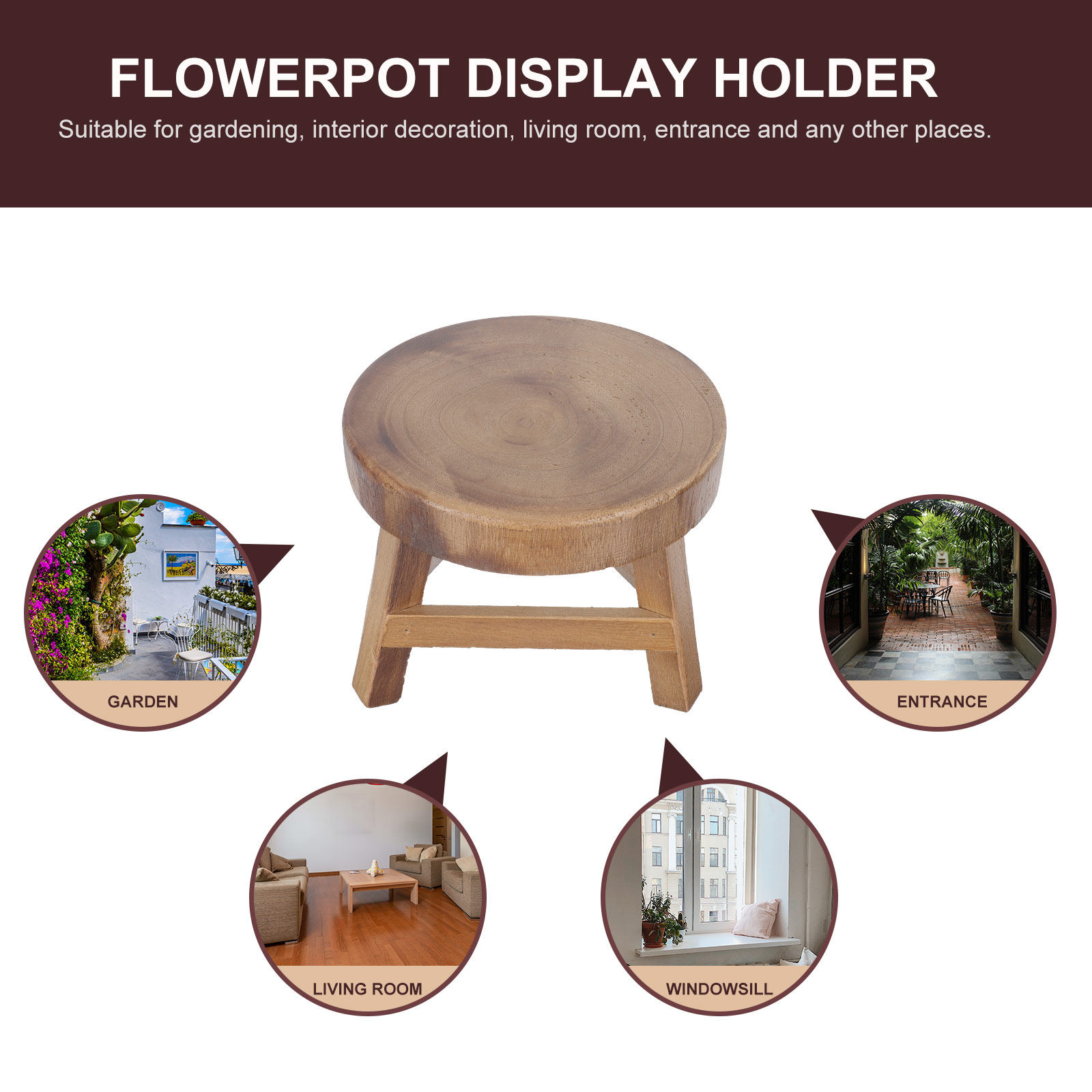1Pcs Penyangga Pot Bunga Kayu  - Bonsai Garden Decor ulasan dan harga